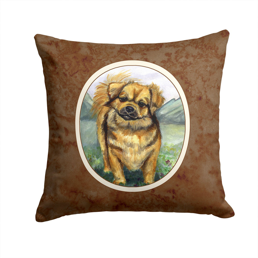Tibetan Spaniel Decorative Throw Pillow 14x14 Indoor Outdoor Accent Cushion, Fabric Cover with Insert for Sofa, Bed, Porch & Living Room