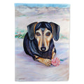 Black and Cream Dachshund House Flag 28x40 Porch Sleeve Pole Decorative Outside Yard Banner Artwork Wall Hanging, Polyester
