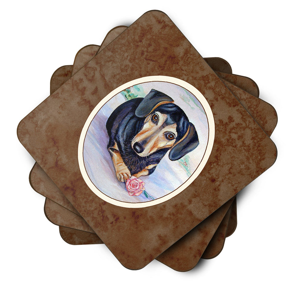 Black and Cream Dachshund Foam Coasters Set of 4 Cup Coasters for Indoor Outdoor, Tabletop Protection, Anti Slip, Mouse pad Material