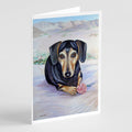 Black and Cream Dachshund Greeting Cards Pack of 8 Blank Cards with Envelopes Whimsical A7 Size 5x7