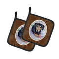 Black and Cream Dachshund Pot Holder Set of 2 Heat Resistant Quilted Hot Pads 7.5 x 7.5 Inch, Insulated Kitchen Trivets for Cooking & Baking