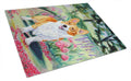 Pembroke Corgi Springtime Cutting Board Tempered Glass Kitchen Cutting Surface, Heat Resistant Chopping, Non-Slip Feet, Food Prep & Serving