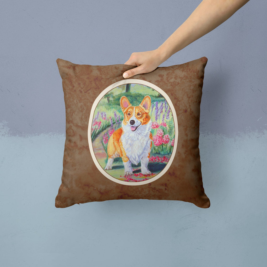 Pembroke Corgi Springtime Decorative Throw Pillow 14x14 Indoor Outdoor Accent Cushion, Fabric Cover with Insert for Sofa, Bed, Porch & Living Room