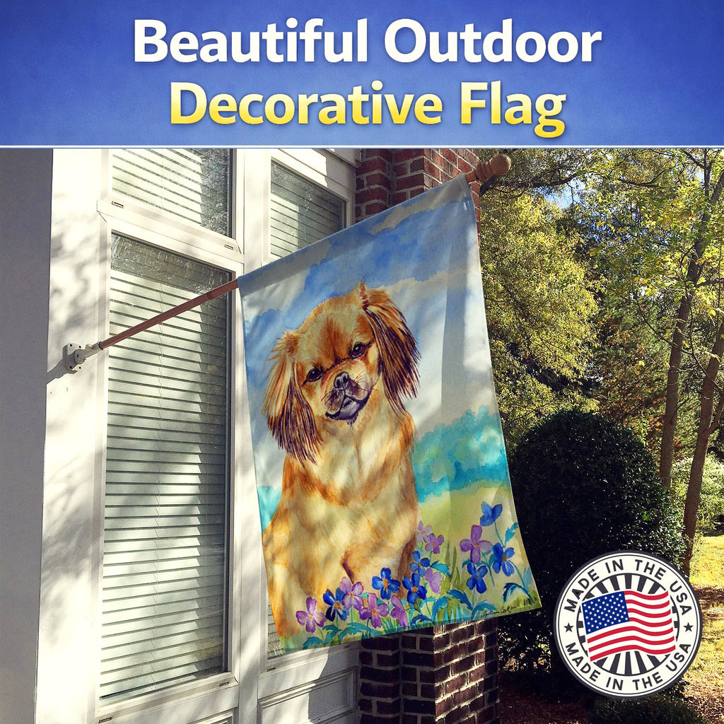 Tibetan Spaniel House Flag 28x40 Porch Sleeve Pole Decorative Outside Yard Banner Artwork Wall Hanging, Polyester