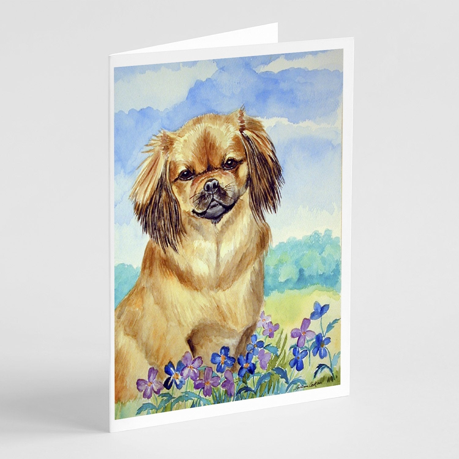 Tibetan Spaniel Greeting Cards Pack of 8 Blank Cards with Envelopes Whimsical A7 Size 5x7