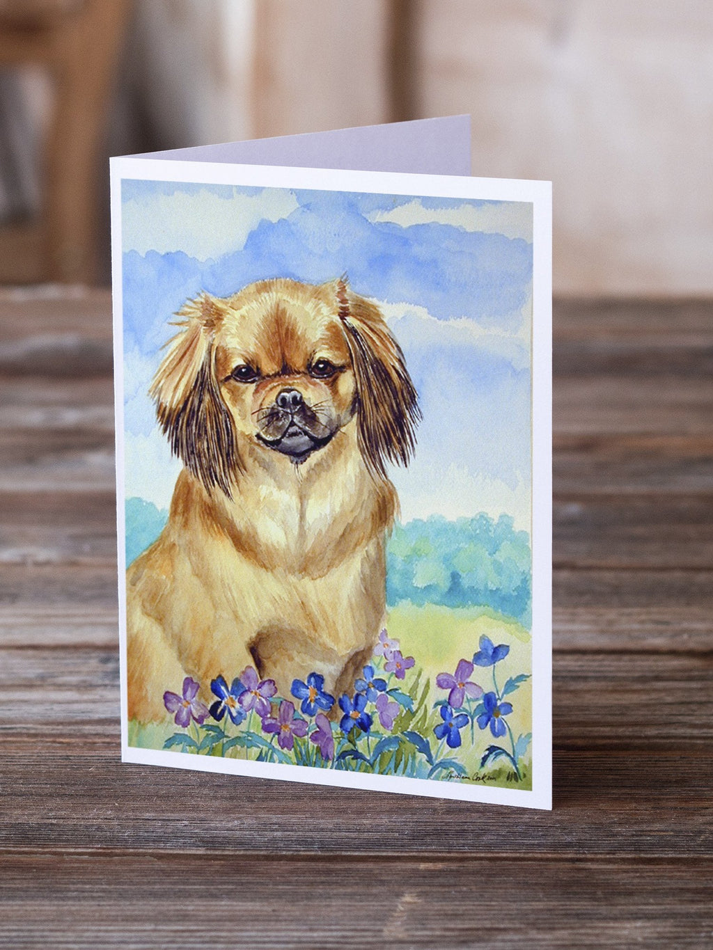Tibetan Spaniel Greeting Cards Pack of 8 Blank Cards with Envelopes Whimsical A7 Size 5x7