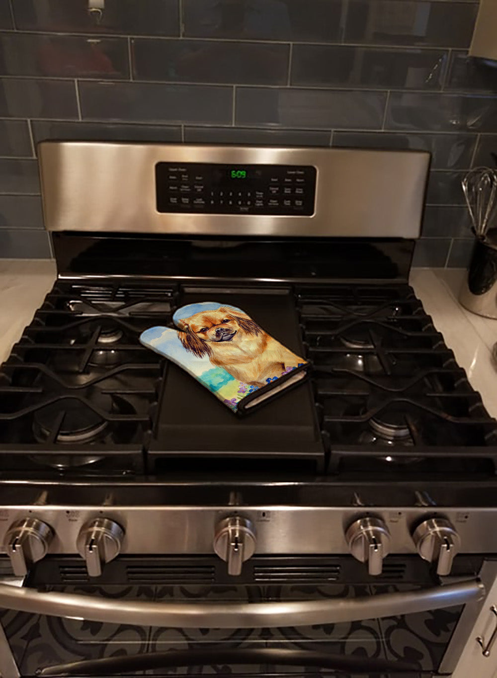 Tibetan Spaniel Oven Mitt Heat Resistant Thick Oven Mitt for Hot Pans and Oven, Kitchen Mitt Protect Hands, Cooking Baking Glove
