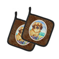 Tibetan Spaniel Pot Holder Set of 2 Heat Resistant Quilted Hot Pads 7.5 x 7.5 Inch, Insulated Kitchen Trivets for Cooking & Baking