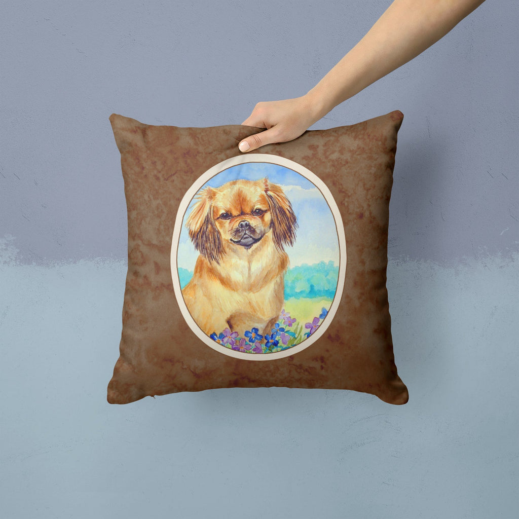 Tibetan Spaniel Decorative Throw Pillow 14x14 Indoor Outdoor Accent Cushion, Fabric Cover with Insert for Sofa, Bed, Porch & Living Room