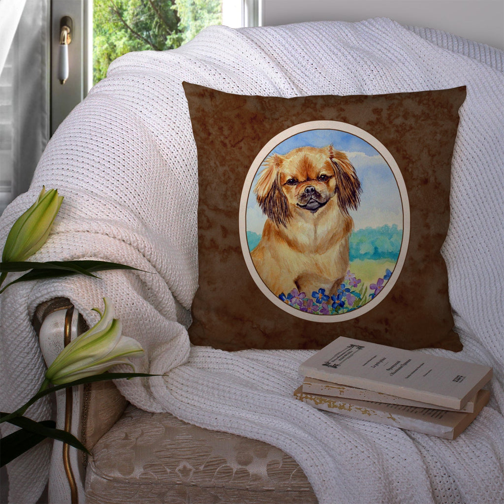 Tibetan Spaniel Decorative Throw Pillow 14x14 Indoor Outdoor Accent Cushion, Fabric Cover with Insert for Sofa, Bed, Porch & Living Room