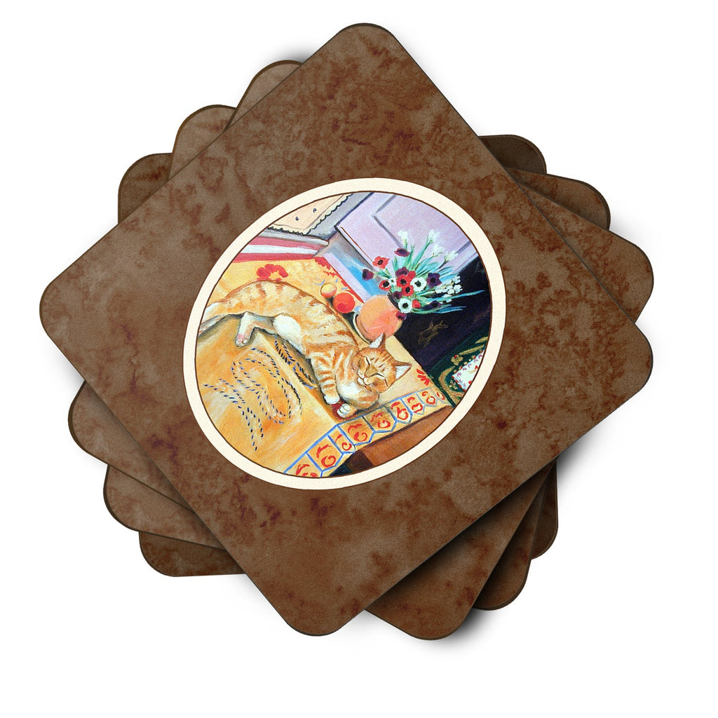 Cat Foam Coasters Set of 4 Cup Coasters for Indoor Outdoor, Tabletop Protection, Anti Slip, Mouse pad Material