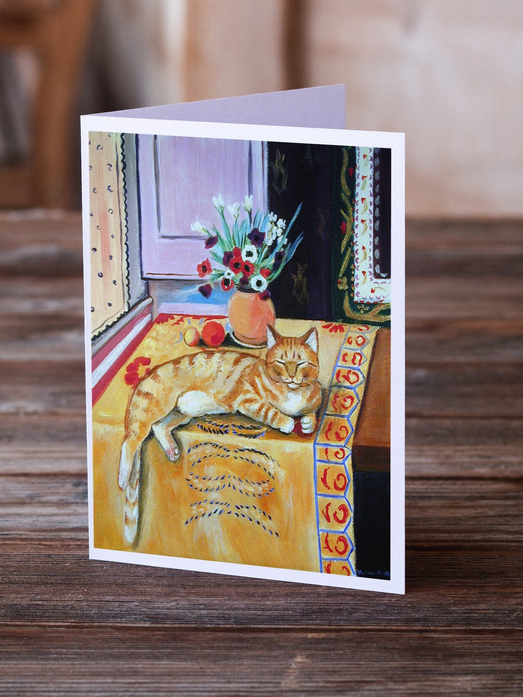 Cat Greeting Cards Pack of 8 Blank Cards with Envelopes Whimsical A7 Size 5x7