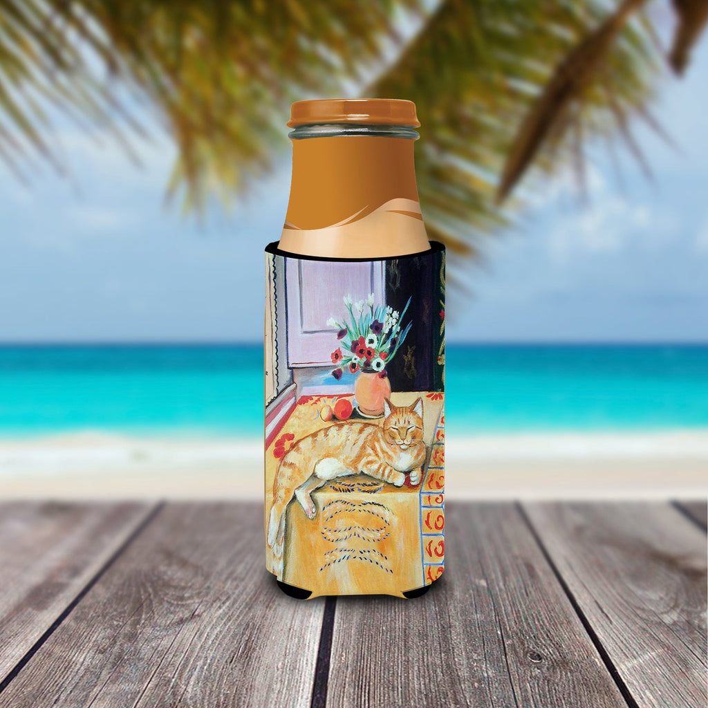 Cat Slim Can Hugger , Insulated Foam Hugger for 12 oz Slim Cans, Beer Bottles & Water Bottles, Printed in USA