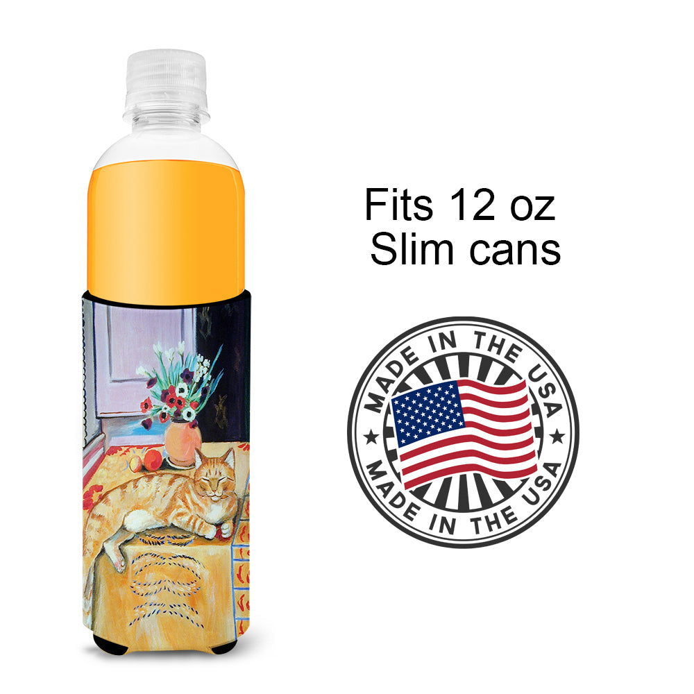 Cat Slim Can Hugger , Insulated Foam Hugger for 12 oz Slim Cans, Beer Bottles & Water Bottles, Printed in USA
