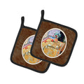 Cat Pot Holder Set of 2 Heat Resistant Quilted Hot Pads 7.5 x 7.5 Inch, Insulated Kitchen Trivets for Cooking & Baking