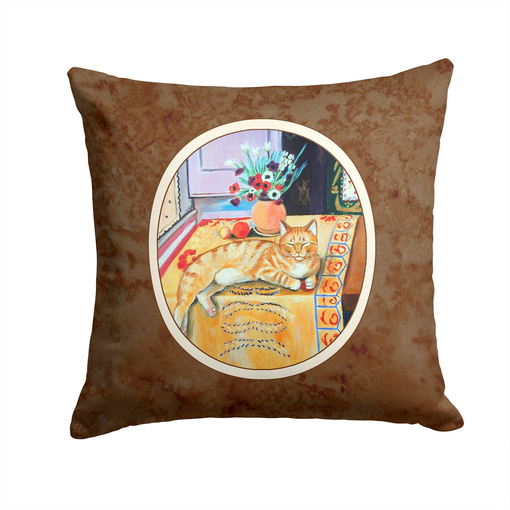Cat Decorative Throw Pillow 14x14 Indoor Outdoor Accent Cushion, Fabric Cover with Insert for Sofa, Bed, Porch & Living Room
