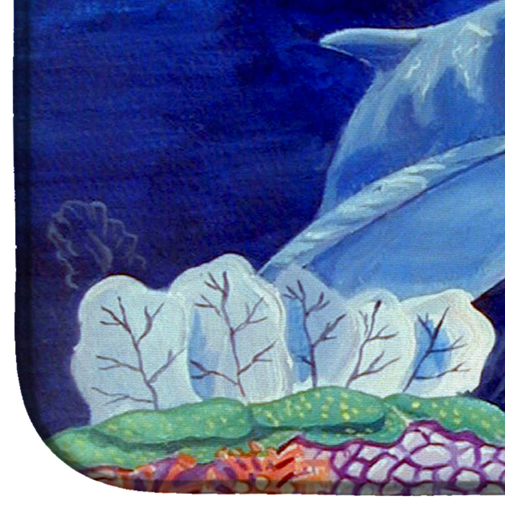 Dolphin under the sea Dish Drying Mat Absorbent Dish Drying Mat Pad for Kitchen Counter Dish Drainer Mat for Countertop, 14 x 21", Multicolor