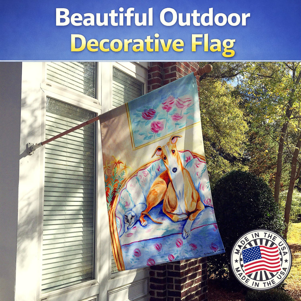 Whippet Waiting on you House Flag 28x40 Porch Sleeve Pole Decorative Outside Yard Banner Artwork Wall Hanging, Polyester