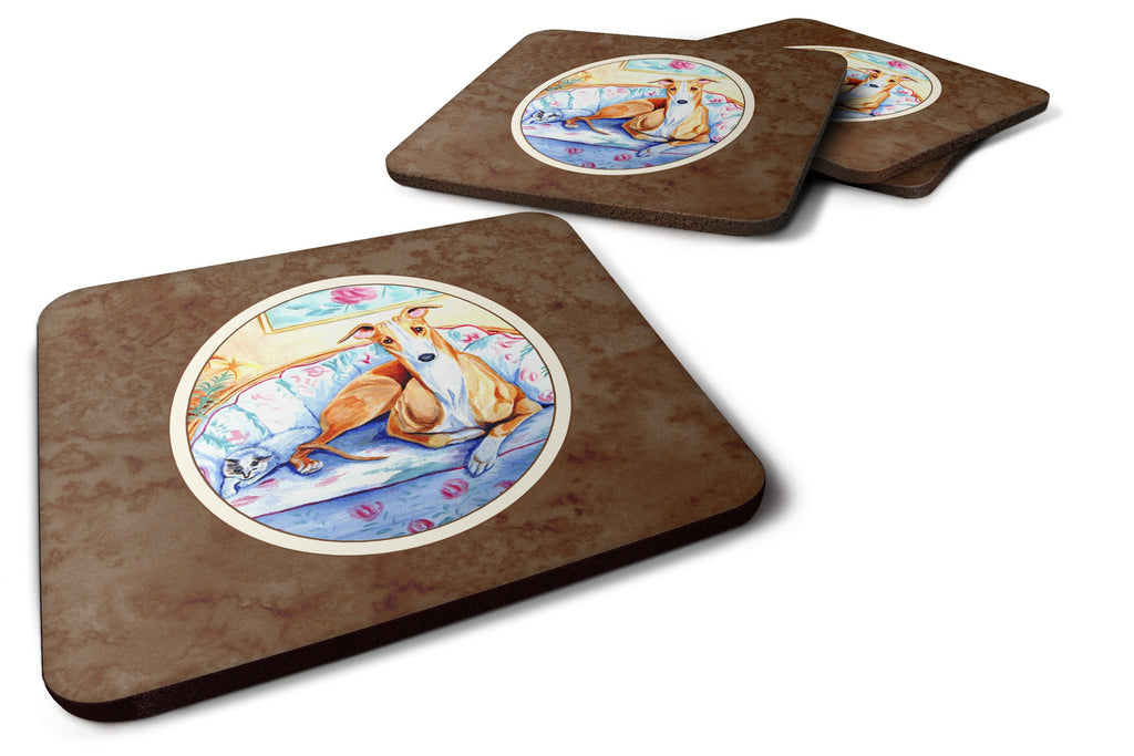 Whippet Waiting on you Foam Coasters Set of 4 Cup Coasters for Indoor Outdoor, Tabletop Protection, Anti Slip, Mouse pad Material