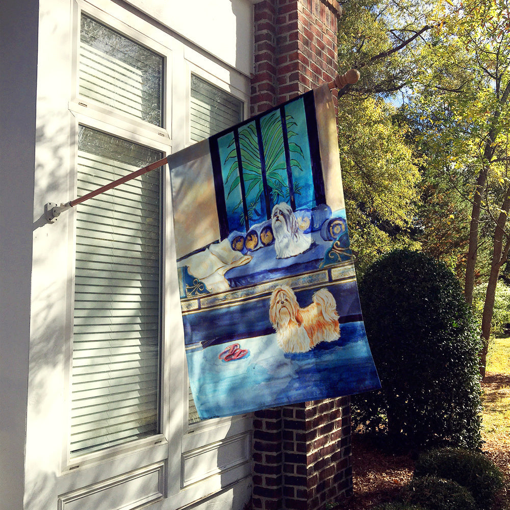 Shih Tzu Double Trouble House Flag 28x40 Porch Sleeve Pole Decorative Outside Yard Banner Artwork Wall Hanging, Polyester