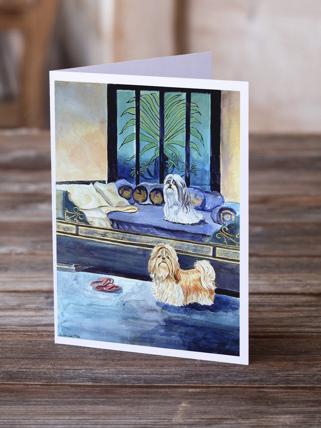Shih Tzu Double Trouble Greeting Cards Pack of 8 Blank Cards with Envelopes Whimsical A7 Size 5x7