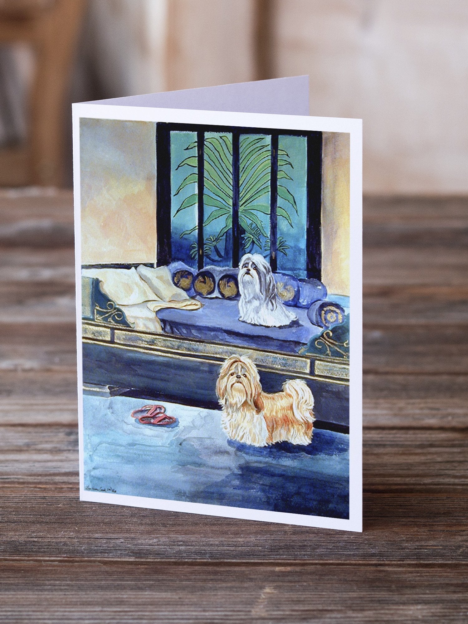 Shih Tzu Double Trouble Greeting Cards Pack of 8 Blank Cards with Envelopes Whimsical A7 Size 5x7