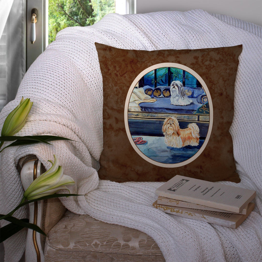 Shih Tzu Double Trouble Decorative Throw Pillow 14x14 Indoor Outdoor Accent Cushion, Fabric Cover with Insert for Sofa, Bed, Porch & Living Room