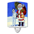 Harlequin Great Dane with Santa Claus Ceramic Night Light Compact, UL-Certified, Ideal for Bedroom, Bathroom, Nursery, Hallway, Kitchen, 6x4x3, Multicolor