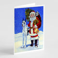 Harlequin Great Dane with Santa Claus Greeting Cards Pack of 8 Blank Cards with Envelopes Whimsical A7 Size 5x7