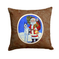 Harlequin Great Dane with Santa Claus Decorative Throw Pillow 14x14 Indoor Outdoor Accent Cushion, Fabric Cover with Insert for Sofa, Bed, Porch & Living Room