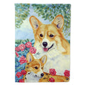 Corgi Momma loves Roses House Flag 28x40 Porch Sleeve Pole Decorative Outside Yard Banner Artwork Wall Hanging, Polyester