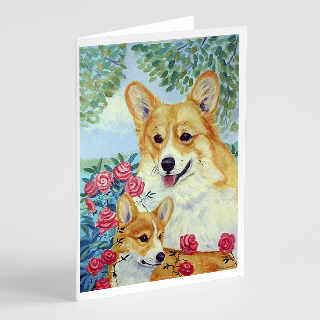 Corgi Momma loves Roses Greeting Cards Pack of 8 Blank Cards with Envelopes Whimsical A7 Size 5x7