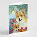 Corgi Momma loves Roses Greeting Cards Pack of 8 Blank Cards with Envelopes Whimsical A7 Size 5x7