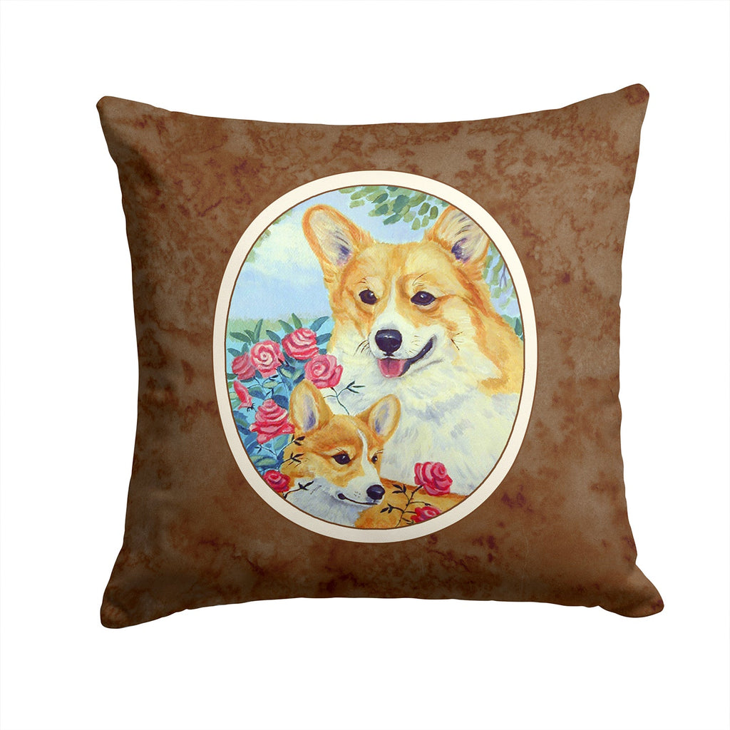 Corgi Momma loves Roses Decorative Throw Pillow 14x14 Indoor Outdoor Accent Cushion, Fabric Cover with Insert for Sofa, Bed, Porch & Living Room