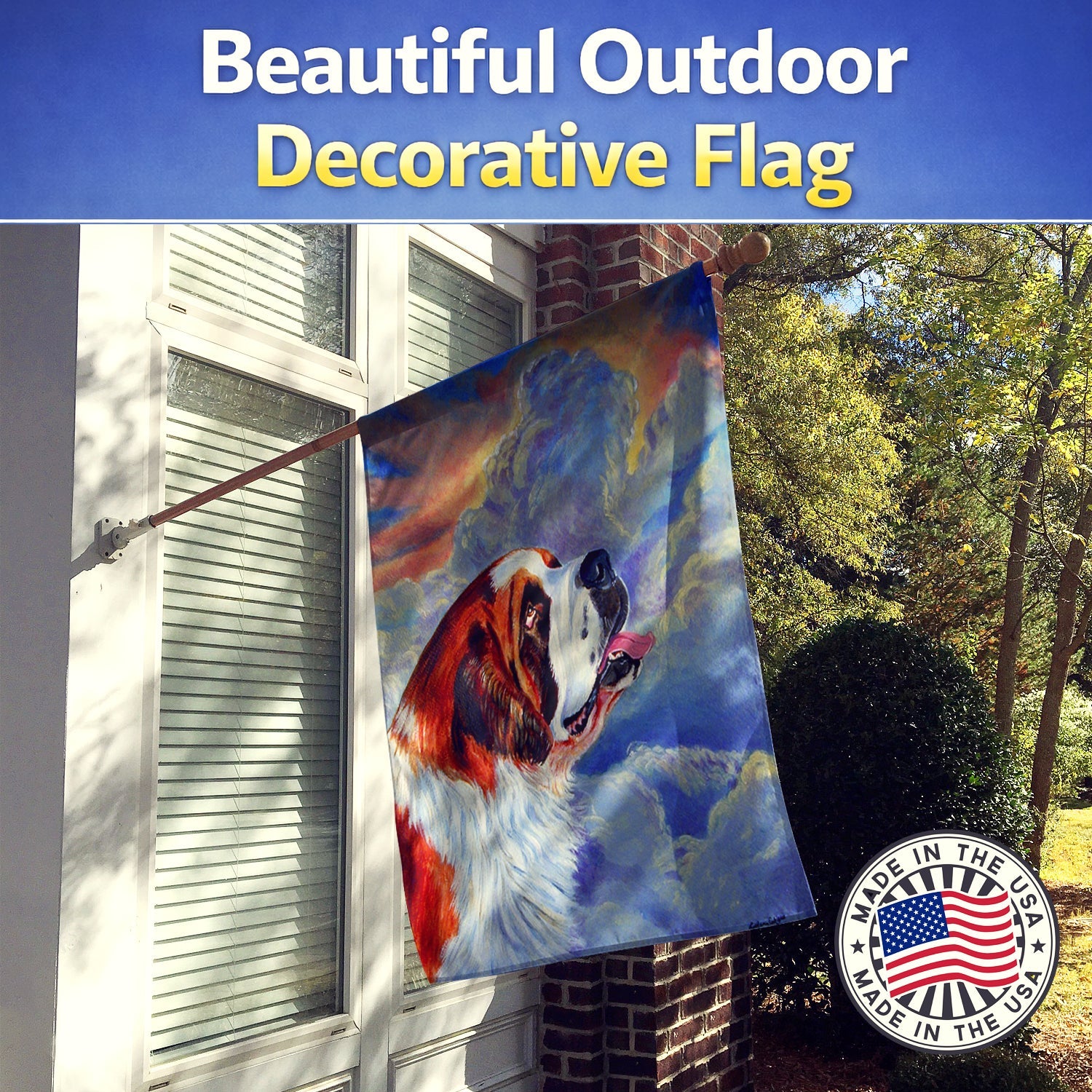 Saint Bernard Loyalty House Flag 28x40 Porch Sleeve Pole Decorative Outside Yard Banner Artwork Wall Hanging, Polyester