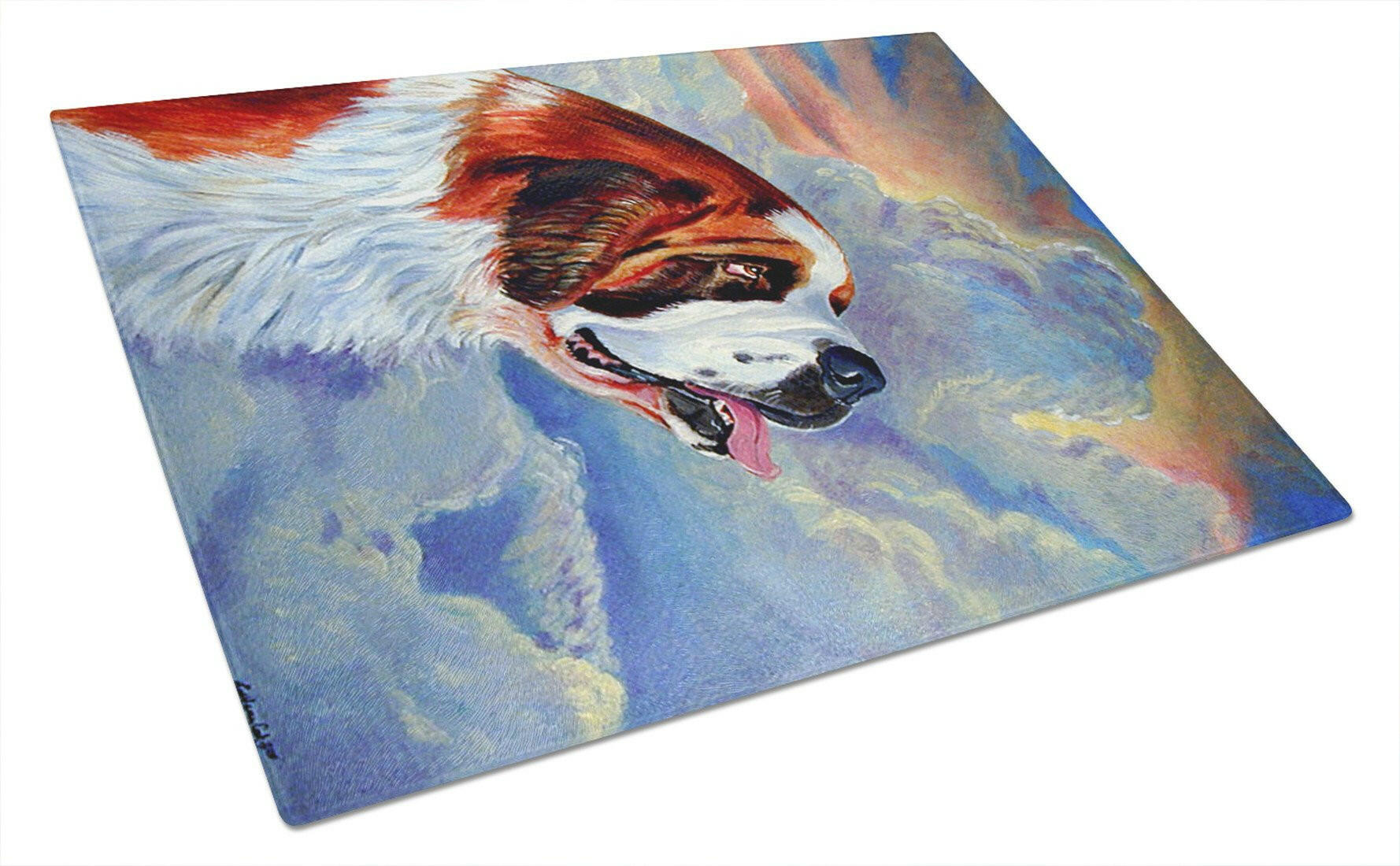 Saint Bernard Loyalty Cutting Board Tempered Glass Kitchen Cutting Surface, Heat Resistant Chopping, Non-Slip Feet, Food Prep & Serving