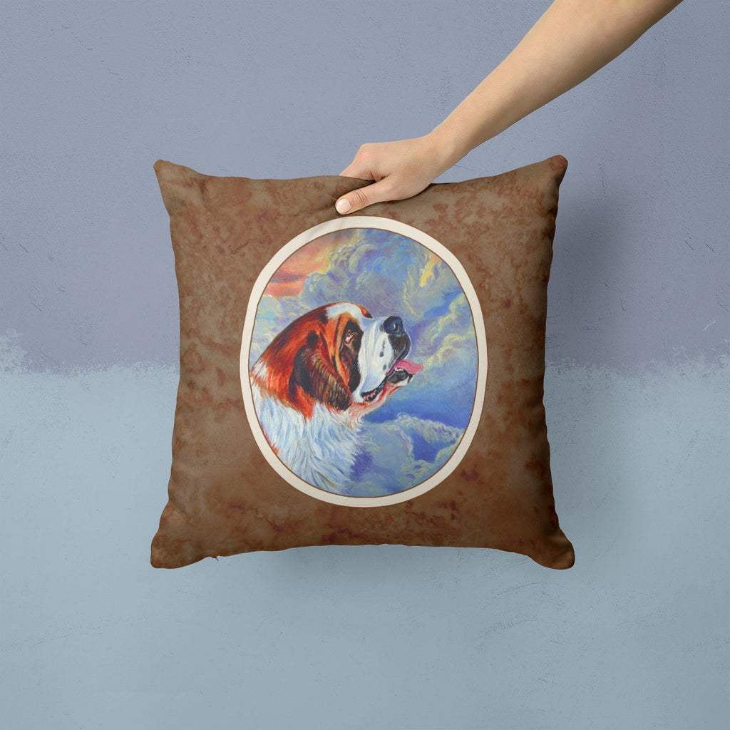 Saint Bernard Loyalty Decorative Throw Pillow 14x14 Indoor Outdoor Accent Cushion, Fabric Cover with Insert for Sofa, Bed, Porch & Living Room