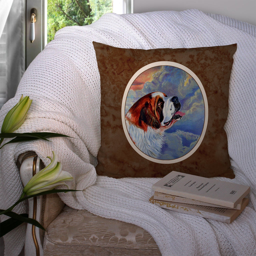 Saint Bernard Loyalty Decorative Throw Pillow 14x14 Indoor Outdoor Accent Cushion, Fabric Cover with Insert for Sofa, Bed, Porch & Living Room
