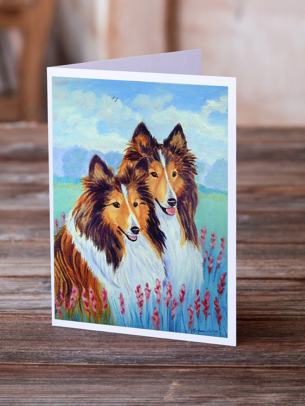 Sable Shelties Double Trouble Greeting Cards Pack of 8 Blank Cards with Envelopes Whimsical A7 Size 5x7