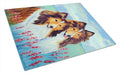 Sable Shelties Double Trouble Cutting Board Tempered Glass Kitchen Cutting Surface, Heat Resistant Chopping, Non-Slip Feet, Food Prep & Serving