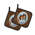 Sable Shelties Double Trouble Pot Holder Set of 2 Heat Resistant Quilted Hot Pads 7.5 x 7.5 Inch, Insulated Kitchen Trivets for Cooking & Baking