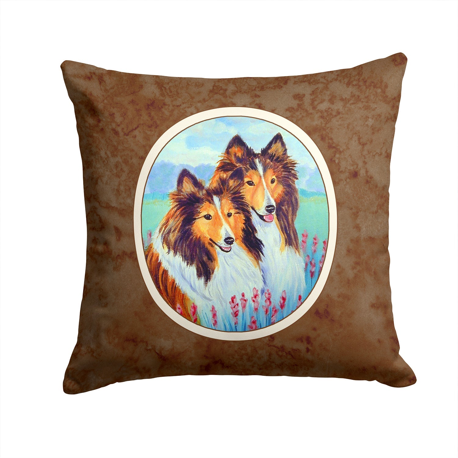 Sable Shelties Double Trouble Decorative Throw Pillow 14x14 Indoor Outdoor Accent Cushion, Fabric Cover with Insert for Sofa, Bed, Porch & Living Room
