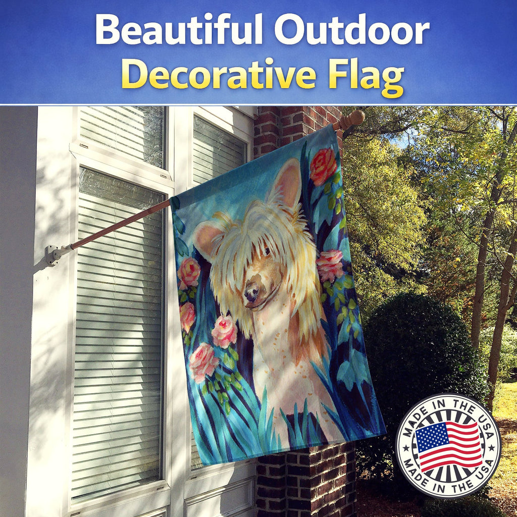 Chinese Crested House Flag 28x40 Porch Sleeve Pole Decorative Outside Yard Banner Artwork Wall Hanging, Polyester