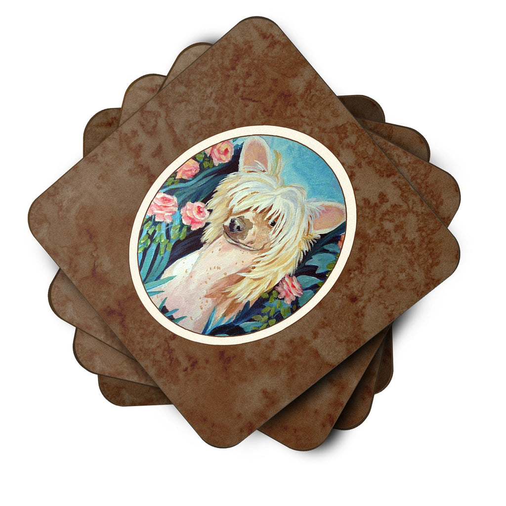 Chinese Crested Foam Coasters Set of 4 Cup Coasters for Indoor Outdoor, Tabletop Protection, Anti Slip, Mouse pad Material