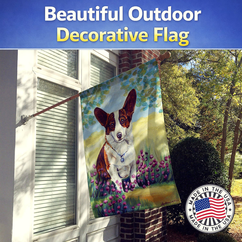 Cardigan Corgi House Flag 28x40 Porch Sleeve Pole Decorative Outside Yard Banner Artwork Wall Hanging, Polyester