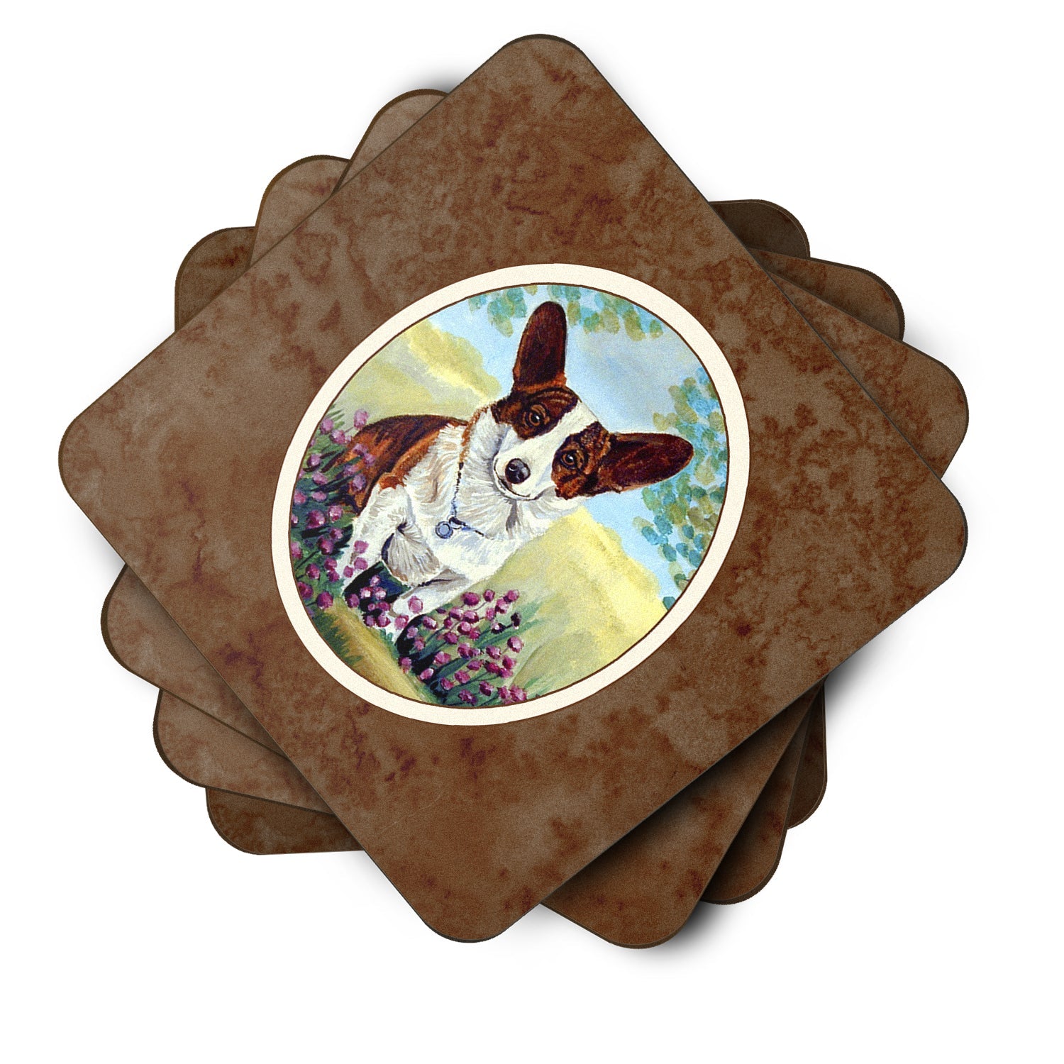 Cardigan Corgi Foam Coasters Set of 4 Cup Coasters for Indoor Outdoor, Tabletop Protection, Anti Slip, Mouse pad Material