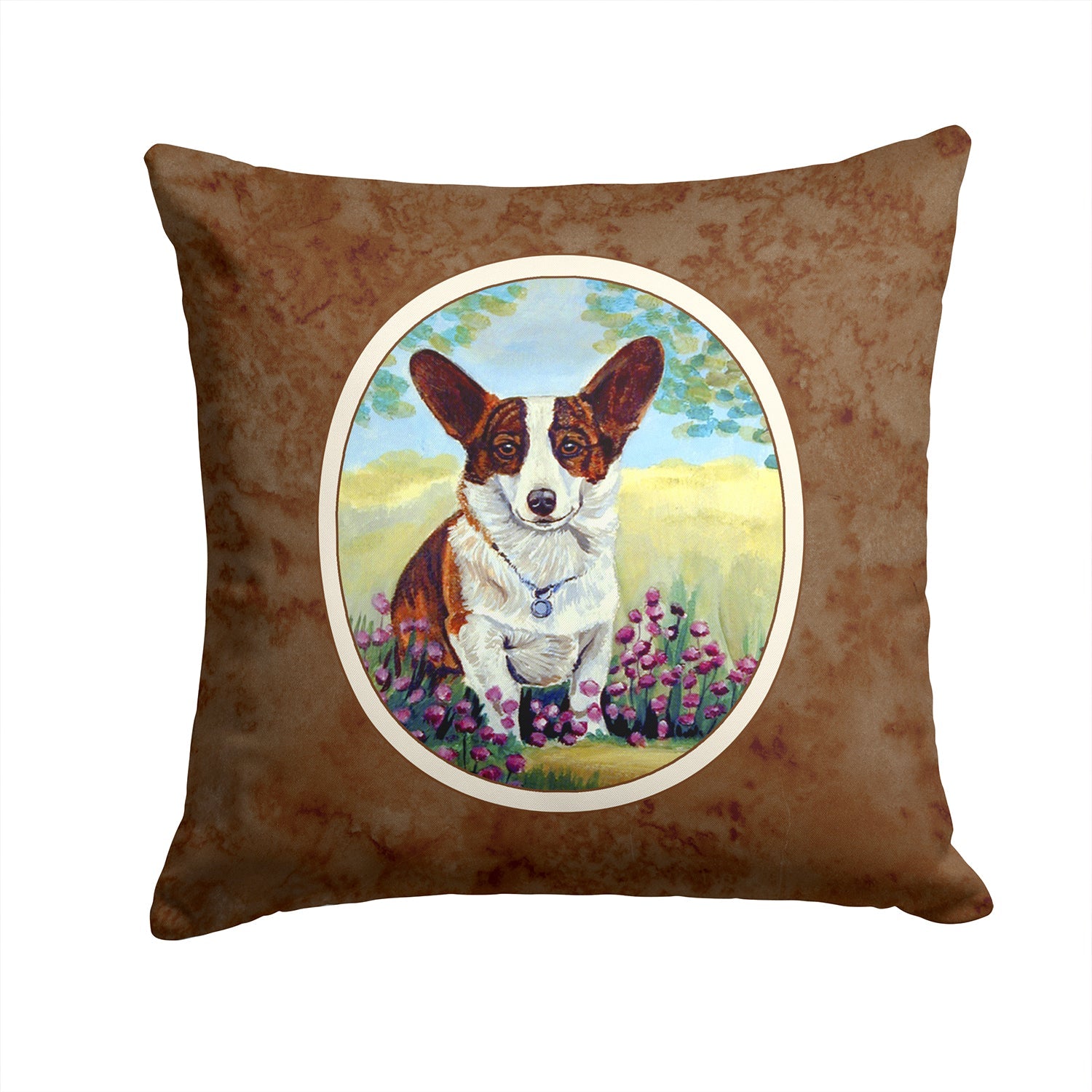 Cardigan Corgi Decorative Throw Pillow 14x14 Indoor Outdoor Accent Cushion, Fabric Cover with Insert for Sofa, Bed, Porch & Living Room