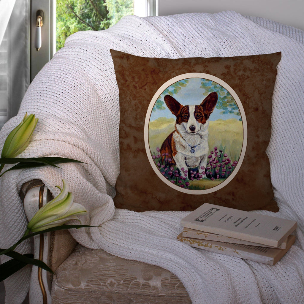 Cardigan Corgi Decorative Throw Pillow 14x14 Indoor Outdoor Accent Cushion, Fabric Cover with Insert for Sofa, Bed, Porch & Living Room