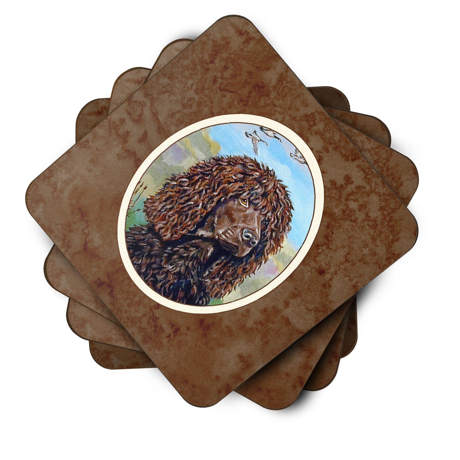 Irish Water Spaniel Foam Coasters Set of 4 Cup Coasters for Indoor Outdoor, Tabletop Protection, Anti Slip, Mouse pad Material