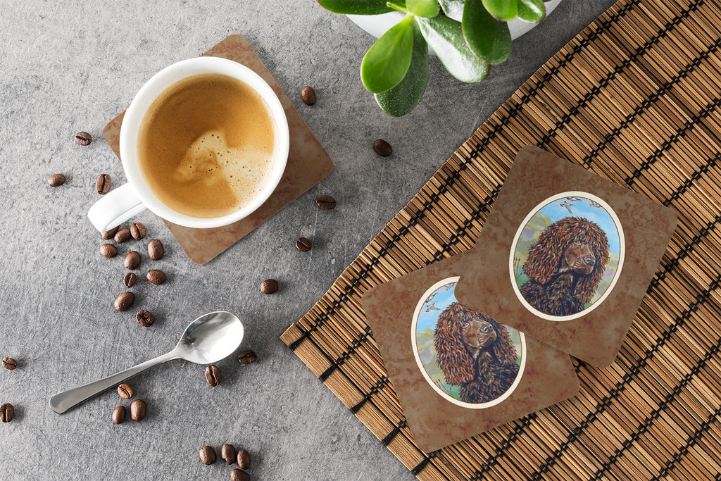 Irish Water Spaniel Foam Coasters Set of 4 Cup Coasters for Indoor Outdoor, Tabletop Protection, Anti Slip, Mouse pad Material